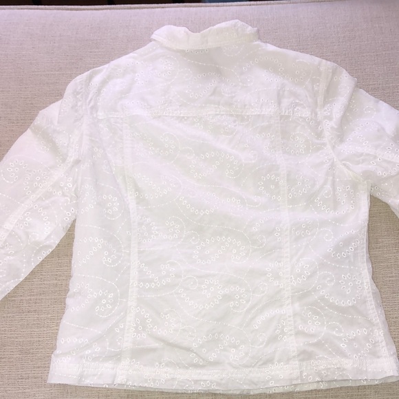 Jones New York Signature White Eyelet Jacket Petite Medium - Picture 7 of 11